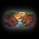 Sunset Bay, Trees, Tropical, Canvas Print, Nature Landscape Art, Colorful Wall Decor, Relaxing Home Vibes, Dining Room Accent