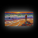 Sunset Ocean, Solitude, Framed Canvas Print, Peaceful Beach Sunset Art, Serene Mindfulness Coastal Decor, Zen Living Room Artwork