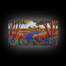 Autumn River, Landscape, Tranquil, Framed Canvas Print, fall river landscape, Entryway Wall Art, autumn colors, nature decor