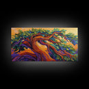 Whimsical Tree, Autumn Sky, Nature, Canvas Print, Bright textured tree painting perfect Fall Bedroom Wall Art or Boho Living Room Art