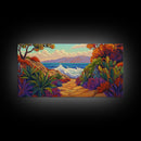 Ocean Path, Sunset, Nature, Canvas Print vibrant coastal wall art, autumn cactus decor, tropical landscape painting, entryway art