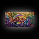 Fish Ocean, Bold, Art, Canvas Print, vibrant tropical fish, Bathroom Wall Art, nautical ocean art, kids beach decor, coastal painting