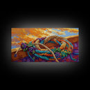 Desert Rope, Western Decor, Rustic Sunset, Framed Canvas Print, Southwestern Wall Art, Bold Kitchen or Ranch Style Office Decor