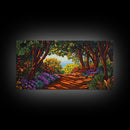 Trees Path, Ocean, Framed Canvas Print, Nature Trail Landscape Art, Peaceful Forest Wall Decor, Tranquil Boho Living Room Art