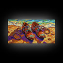 Shoes Beach, Jewelry, Colorful, Framed Canvas Print, southwest fashion art, boutique style, walk-in closet art, fashion studio wall art