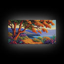 Tree Ocean, Autumn, Path, Coastal autumn treescape, Canvas Print, Warm Fall Tones, Nature Lover Gift, Living Room or Study Art