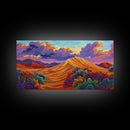 Sand Mountain, Clouds Sunset, Canvas Print, vibrant desert, mountain landscape, dusk dramatic sky, Autumn Decor, Boho Living Room