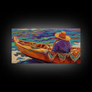 Boat Fisherman, Serene, Waters, Canvas Print colorful coastal life art Office Wall Art tropical ocean boho decor relaxed living