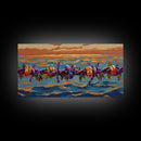 Barbed Sunset, Ocean, Framed Canvas Print, Symbolic Ocean Barbed Wire Art, Modern Sunset Expressionist Decor, Unique Office Wall Art