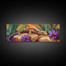 Vibrant Lizard Art, Desert Gecko Painting, Succulent Garden Colors, Framed Canvas Print, Eclectic Kitchen Wall Decor, Animal Art
