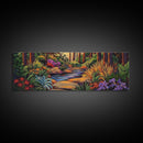 Woodland Path, Peaceful Stream, Vibrant Forest, Tranquil Nature, Framed Canvas Print, Office Wall Art, Nature Trail Decor
