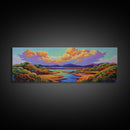 Serene River Sunset, Colorful Landscape Reflection, Nature Wall Scene, Framed Canvas Print, Bedroom Wall Art, Calming Scenic Artwork
