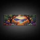 Autumn Lake View, Forest Path, Mountain Vibe, Framed Canvas Print, Fall Wall Art, Boho Landscape, Cozy Living Room Decor