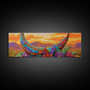 Crescent Moon, Floral Sunset, Western Vibes, Framed Canvas Print, Desert Boho Wall Art, Living Room Decor, Whimsical Southwestern Art