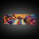 Mexican Blanket Table, Colorful Still Life, Canyon View, Canvas Print, Kitchen Wall Art, Folk Style Decor, Boho Dining Room Art