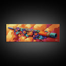 Painted Flute Art, Musical Decor Accent, Southwest Folk Music, Warm Boho Wall Vibe, Framed Canvas Print, Eclectic Music Room Art