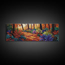 Forest Path, Autumn Leaves, Whimsical Foliage, Canvas Print, Fall Living Room Wall Art, Cozy Nature Decor, Warm Seasonal Aesthetic
