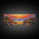 Autumn Sunset Path, Beach Trail Art, Vibrant Landscape, Framed Canvas Print, Fall Home Decor, Coastal Living Room Wall Art, Boho Art