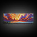 Sunset Cloudscape, Vibrant Sky Painting, Dramatic Evening Art, Framed Canvas Print, Moody Landscape Wall Art, Autumn Bedroom Decor