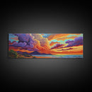 Stormy Sunset, Coastal Skies, Mountain Ocean View, Dramatic Cloudscape, Canvas Print, Living Room Wall Art, Landscape Statement Art