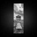 Rustic Cabin, Country Path, Prairie Landscape, Black and White Photo, Framed Canvas Print, Farmhouse Wall Art, Autumn Decor, Nature Style