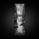 Sea Arch, Cliff Bridge, Coastal Landscape, Dramatic Ocean View, Black and White Framed Canvas Print, Bathroom Art, Hallway Wall Art