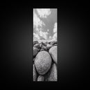 Granite Boulders, Coastal Rocks, Ocean Horizon, Dramatic Clouds, Framed Canvas Print, Nature Wall Art, Modern Beach House Decor