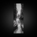 Cliff Canyon, Tranquil Water, Forest Reflection, Natural Pool, Framed Canvas Print, Black and White Nature Art, Spa Print, Hallway Decor
