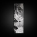 Island View, Palm Shoreline, Tropical Escape, Framed Canvas Print, Beach House Wall Art, Coastal Summer Decor, Zen Ocean Aesthetic