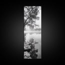Misty Lake, Tree Reflection, Tranquil Morning, Framed Canvas Print, Bedroom Wall Art, Serene Nature Photography, Minimalist Art Style
