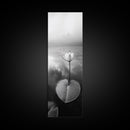 Minimalist Lotus, Zen Flower, Misty Pond, Tranquil Nature, Monochrome Botanical Framed Canvas Print, Bedroom Meditation Wall Decor