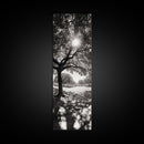 Sunlight Tree, Autumn Glow, Nature Shadowplay, Black White Forest Scene, Canvas Print, Fall Living Room Art, Boho Earthy Wall Decor