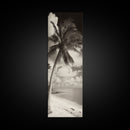 Tropical Palm Tree, Seaside Tranquility, Island Breeze, Framed Canvas Print, Bathroom Wall Art, Boho Beach Decor, Coastal Vibes