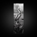 Coastal Bird Portrait, Ocean Wildlife, Nature Decor, Minimalist Art, Framed Canvas Print, Beach House Bathroom Wall Art, Living Room Art