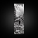 Rustic Cabin, Mountain Retreat, Forest Escape, Framed Canvas Print, Fall Nature Art, Cozy Lodge Decor, Bedroom or Den Wall Piece