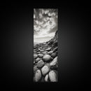Coastal Stones, Rocky Shore, Sunrise Ocean, Black White Print, Framed Canvas Print Beach House Decor, Entryway Art, Nautical Minimalist Wall Art