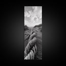 Rope in Sand, Beach Path Perspective, Coastal Journey, Framed Canvas Print, Bathroom Wall Art, Seaside Style, Minimalist Nautical Scene
