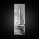 Sailboat Ocean Art, Nautical Wall Decor, Minimalist Seascape, Coastal Living Room Style, Framed Canvas Print, Black White Sailboat