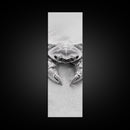 Crab Beach Art, Coastal Animal Print, Ocean Life Wall Decor, Bathroom or Kitchen Style, Framed Canvas Print, Black White Sea Creature