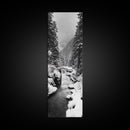 Winter Forest, Snowy River, Pine Trees, Canvas Print, Cozy Cabin Wall Art, Nature Lover Gift, Scandinavian Style, Holiday Decor, Bedroom Decor