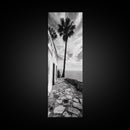 Coastal Palm Tree, Rustic Seaside Wall Art, Mediterranean Courtyard Print, Tropical Summer Decor, Framed Canvas Print, Kitchen Art