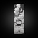 Vintage Camper, Cloudy Sky, Wanderlust Life, Desert Minimalism, Framed Canvas Print, Retro Travel Wall Art, Boho Bedroom Print, Office Art