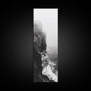 Foggy Cliffs, Moody Coast, Dramatic Seascape, Framed Canvas Print, Modern Dark Aesthetic Art, Minimalist Living Room Wall Decor
