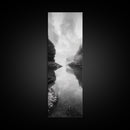 Misty Inlet, Rocky Shoreline, Tranquil Waters, Canvas Print, Moody Landscape Photography, Living Room Art, Nature Inspired Decor