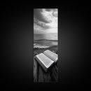 Seaside Book, Ocean Reading, Stormy Sky, Canvas Print, Cozy Beach House Art, Library Decor, Literary Wall Art, Moody Coastal Style