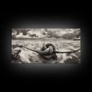 Ocean Knot, Stormy Sea, Nautical Rope, Seaside Wall Decor, Canvas Print, Rustic Coastal Wall Art, Bathroom Nautical Theme