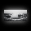 Serene Fog Cliffs, Dreamy Coastline, Soft Light Seascape, Canvas Print, Tranquil Bedroom Wall Art, Minimal Nature Photography