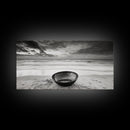 Solitary Bowl Beach, Ocean Waves Texture, Surreal Still Life Photo, Canvas Print, Entryway Wall Art, Minimalist Coastal Style
