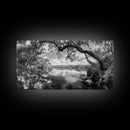Tree Arch Reflection, Tranquil River View, Nature Canopy Water, Framed Canvas Print, Bedroom Wall Art, Zen Landscape Art, Cabin Decor