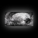 Cave Entrance Lake, Hidden Forest View, Rock Reflection Water, Canvas Print, Hallway Wall Art, Adventure Wilderness Decor, Minimalist Style